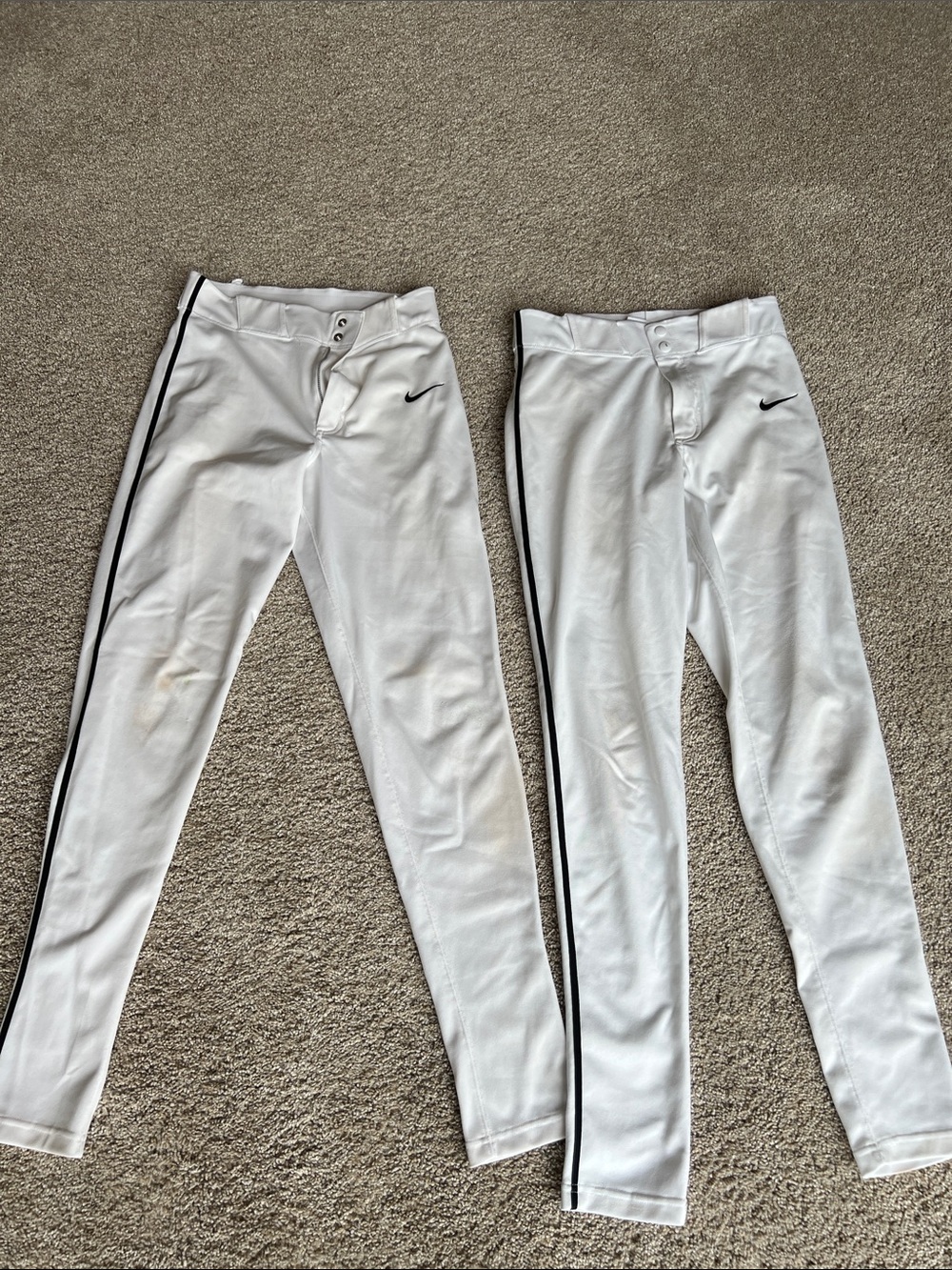 Nike Men’s White Baseball Pants with Black Stripe XS 2 pairs